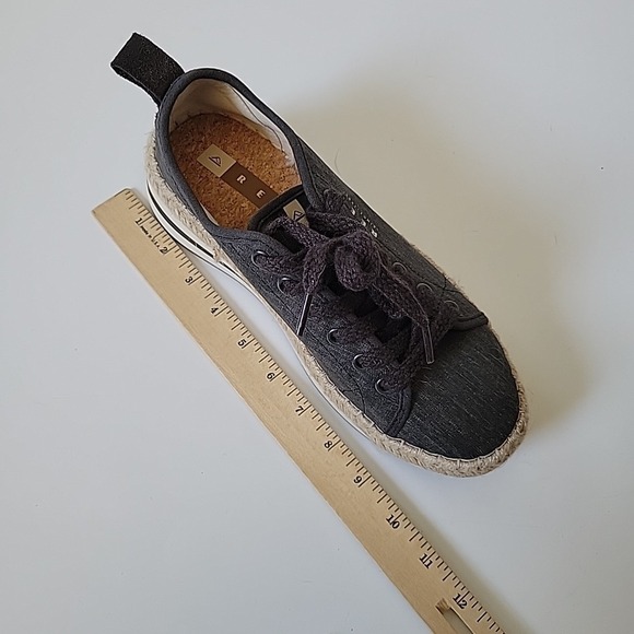 Reef Arvo Sneakers 7 Black Canvas Low Top Lace Up Platform Athleisure Casual - Picture 8 of 11